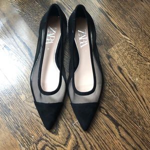 Zara pointed velvet toe with mesh sides mules